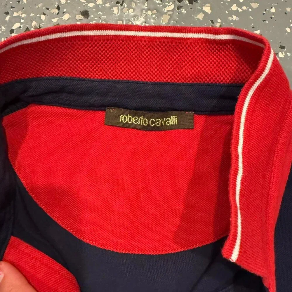 Roberto Cavalli navy and red polo shirt - Picture 4 of 4